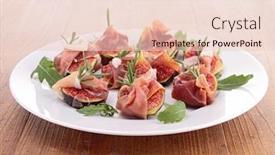  Presentation with food plate starter or entree - Slide deck consisting of starter-fig-and-proscuitto background and a lemonade colored foreground
