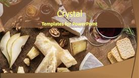  Presentation with wine cheese - Presentation consisting of starters - cheese platter with different cheeses background and a tawny brown colored foreground