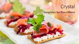  Presentation with holiday cookbook - Amazing PPT theme having starters - holiday appetizer with salmon backdrop and a lemonade colored foreground