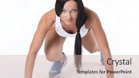  Presentation with fitness - Colorful PPT layouts enhanced with starting - attractive fitness woman doing low backdrop and a  colored foreground