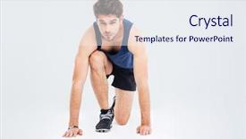  Presentation with ready - Slide deck featuring starting - attractive focused young sportsman ready background and a sky blue colored foreground