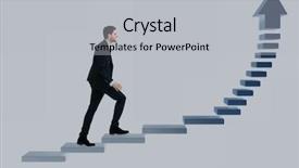  Presentation with floral border over white - Audience pleasing slide deck consisting of starting - businessman up the staircase backdrop and a light gray colored foreground