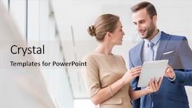  Presentation with new office - Amazing theme having starting - confident attractive young business colleagues backdrop and a soft green colored foreground