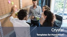  Presentation with people talking - Presentation theme enhanced with starting - creative people in agency talking background and a ocean colored foreground