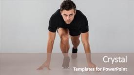  Presentation with strong - PPT theme consisting of starting - photo of strong young sports background and a coral colored foreground