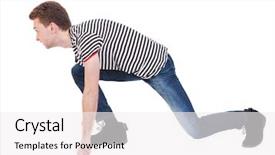  Presentation with people - Amazing PPT theme having starting - side view man start position backdrop and a white colored foreground