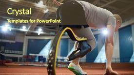  Presentation with competition - Cool new theme with starting - young active sportsman with handicapped backdrop and a tawny brown colored foreground