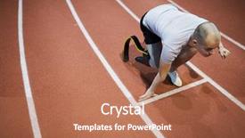  Presentation with marathon - Colorful slides enhanced with starting - young runner with handicapped right backdrop and a coral colored foreground