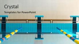  Presentation with pool lanes - Presentation theme consisting of starting blocks and lanes background and a light gray colored foreground