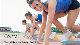  Presentation with track field - Theme featuring starting blocks on track background and a soft green colored foreground