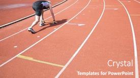  Presentation with running - PPT theme with starting-for-a-running-event background and a coral colored foreground