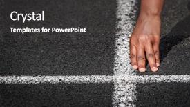  Presentation with track field - Colorful slide deck enhanced with starting line in a track backdrop and a dark gray colored foreground