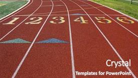  Presentation with track field - Cool new presentation design with starting line of a track backdrop and a tawny brown colored foreground