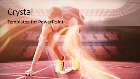  Presentation with stadium - Amazing slide set having starting line on running track backdrop and a lemonade colored foreground