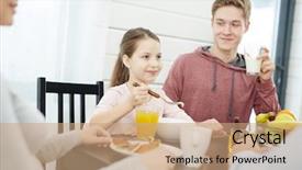  Presentation with family a new born - PPT theme with starting new day in bosom background and a coral colored foreground