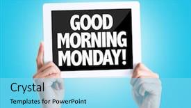  Presentation with good - Theme with starting new school - tablet pc with text good background and a arctic colored foreground