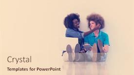  Presentation with mobile technology - Slide deck having startup business and new mobile technology concept with young multiethnic couple in modern bright office interior working on laptop and tablet computer on new creative project and brainstorming background and a lemonade colored foreground