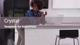  Presentation with mobile technology - Audience pleasing PPT layouts consisting of startup business and new mobile technology concept with young multiethnic couple in modern bright office interior working on laptop and tablet computer on new creative project and brainstorming backdrop and a gray colored foreground