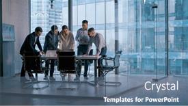  Presentation with people - Presentation design enhanced with startup-business-mature-people background and a ocean colored foreground