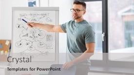  Presentation with flip chart - Presentation enhanced with startup-business-people-and-corporate background and a light gray colored foreground