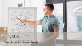  Presentation with flip chart - Amazing presentation theme having startup-business-people-and-corporate backdrop and a light gray colored foreground