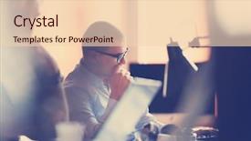  Presentation with computer software - Presentation design featuring startup business software developer working background and a  colored foreground