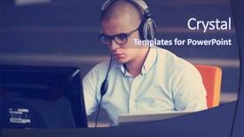  Presentation with computer software - PPT layouts having startup business software developer working background and a navy blue colored foreground