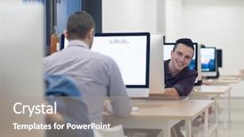  Presentation with computer software - PPT layouts featuring startup business software developer working background and a gray colored foreground