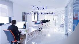  Presentation with computer software - Audience pleasing slide set consisting of startup business software developer working backdrop and a sky blue colored foreground