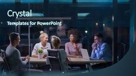  Presentation with start up business - Amazing slides having startup business team on meeting backdrop and a ocean colored foreground