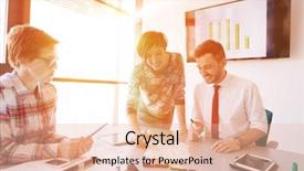  Presentation with young business people - Theme enhanced with startup business young creative people background and a lemonade colored foreground