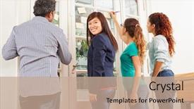  Presentation with creative writing - Slide set having startup creative brainstorming workshop background and a coral colored foreground