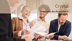  Presentation with team planning - Theme featuring startup-team-and-consulting-consultants background and a soft green colored foreground