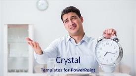  Presentation with concept illustration of customer service - Audience pleasing presentation theme consisting of starvation - concept of slow service backdrop and a sky blue colored foreground