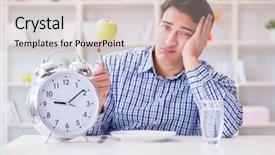  Presentation with restaurant - Presentation theme featuring starvation - concept of slow service background and a soft green colored foreground