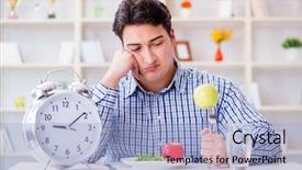  Presentation with concept illustration of customer service - Cool new PPT theme with starvation - concept of slow service backdrop and a light blue colored foreground