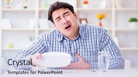  Presentation with waiting - Audience pleasing PPT theme consisting of starvation - man on diet waiting backdrop and a sky blue colored foreground