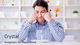  Presentation with diet - PPT theme having starvation - man on diet waiting background and a light blue colored foreground