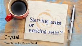  Presentation with starving - Amazing slides having starving or working artist question backdrop and a coral colored foreground