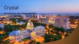  Presentation with skyline - Slides having state - jackson mississippi usa skyline background and a light blue colored foreground