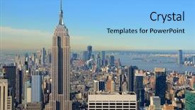  Presentation with new york state - Presentation theme consisting of state - view of midtown manhattan background and a light blue colored foreground
