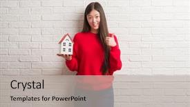  Presentation with brick wall - Audience pleasing PPT layouts consisting of state agent woman over brick backdrop and a light gray colored foreground