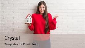  Presentation with brick wall - PPT theme with state agent woman over brick background and a  colored foreground