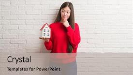  Presentation with brick wall - PPT theme with state agent woman over brick background and a light gray colored foreground