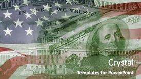 Presentation with american flag - Presentation design enhanced with state funds - american flag and banknotes composite background and a ocean colored foreground
