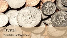  Presentation with american revolution close up - Slides enhanced with state funds - closeup of shiny american coins background and a lemonade colored foreground