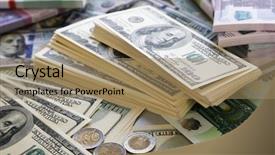  Presentation with texture - Beautiful PPT theme featuring state funds - lot of dollars and euros backdrop and a coral colored foreground