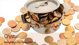  Presentation with us coins - Theme consisting of state funds - pot is filled with euro background and a  colored foreground