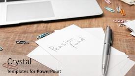  Presentation with pension - Colorful PPT theme enhanced with state funds - sheet of paper with text backdrop and a light gray colored foreground