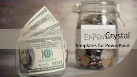  Presentation with life insurance - Colorful slide set enhanced with state life insurance - dollars and coins in glass backdrop and a light gray colored foreground